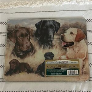 Tempered Glass Cutting Board with Dog Design